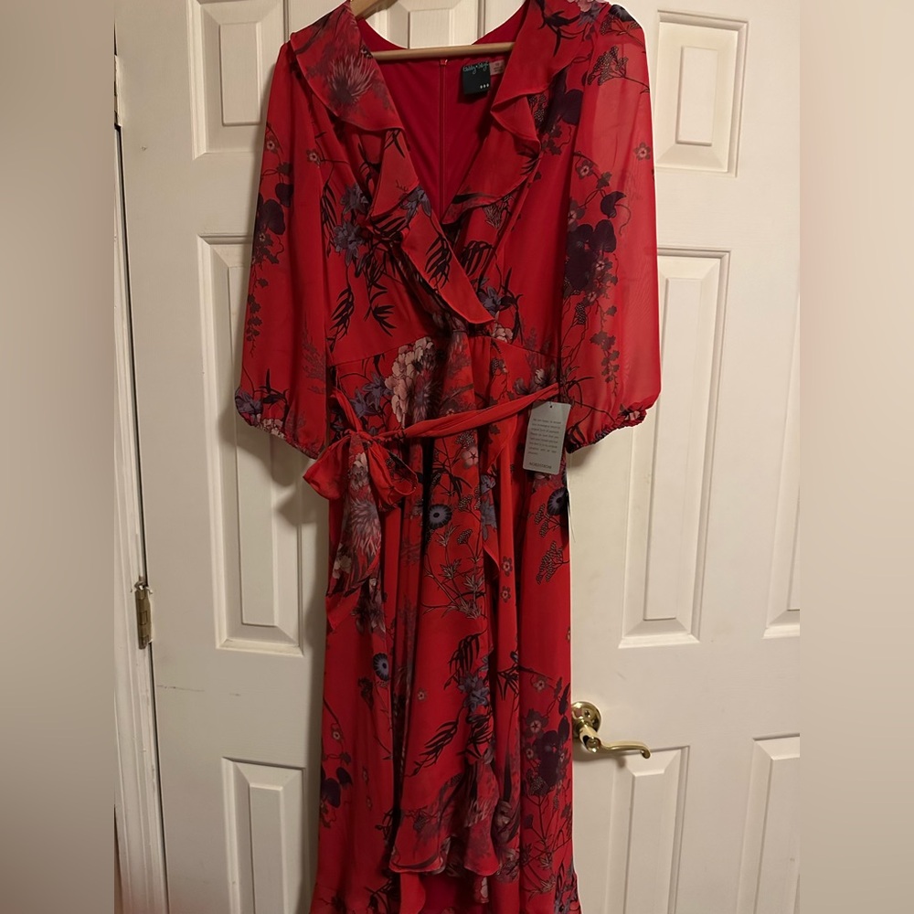 Red floral dress
